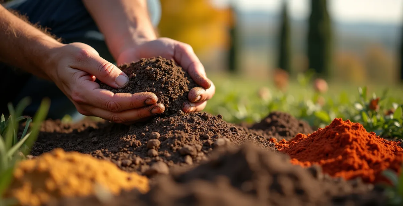 Stratificazione di ammendanti nel terreno per migliorare il drenaggio con sabbia e compost