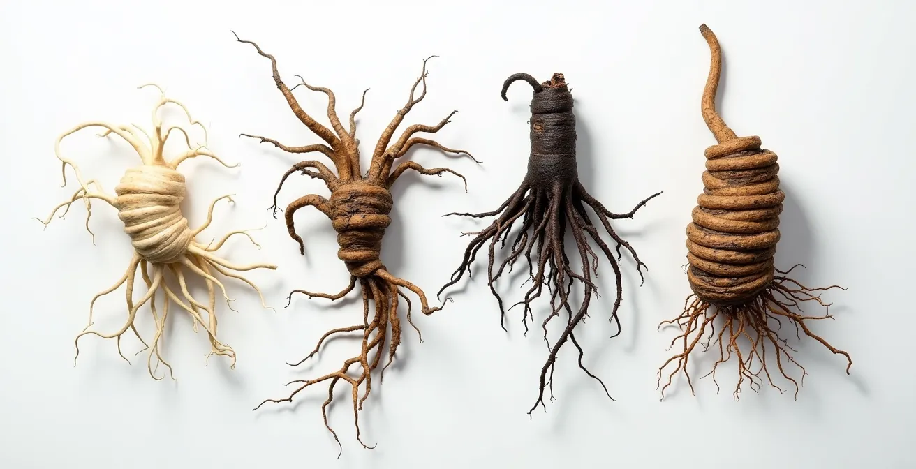 Confronto visivo tra radici sane e radici con diverse patologie