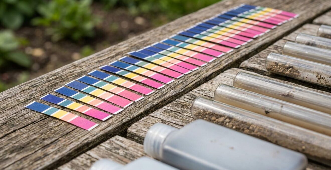 Kit per test pH del terreno con campioni di terra e cartine tornasole