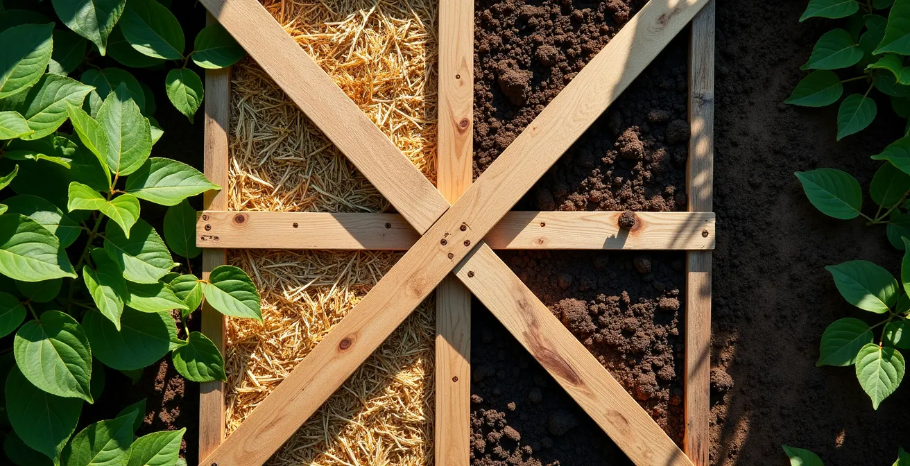 Schema visivo di un orto di 20 mq diviso in quattro quadranti con diverse colture