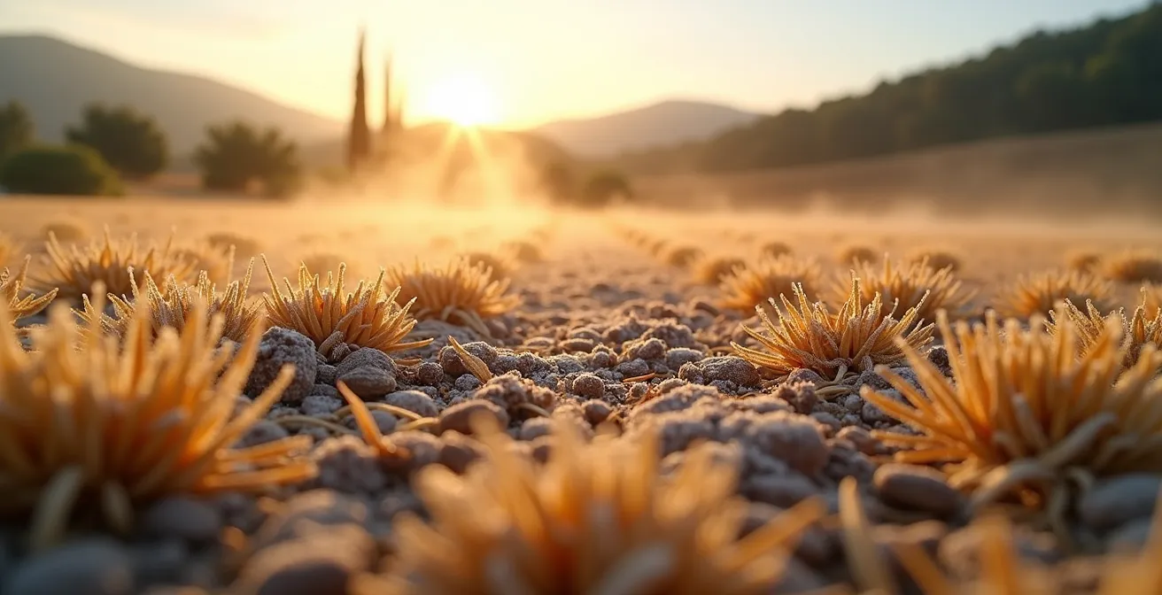Strato di paglia che protegge il terreno micorrizato durante l'inverno